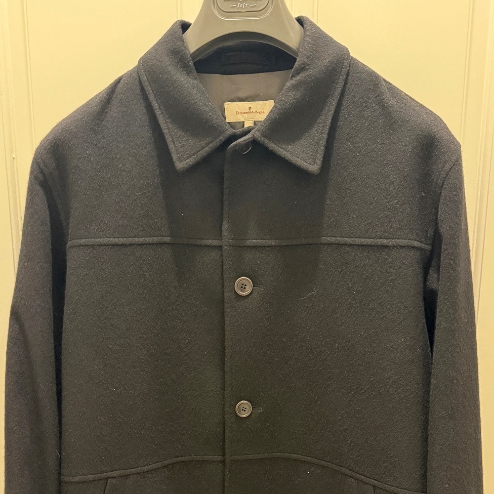 Ermenegildo Zegna 100% Cashmere Black Button Down Coat